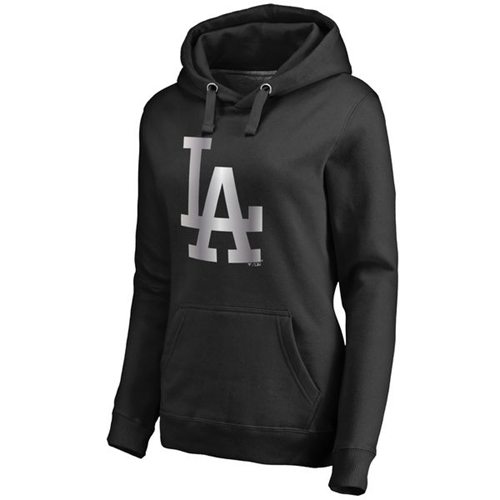 Women's Los Angeles Dodgers Platinum Collection Pullover Hoodie Black - Click Image to Close